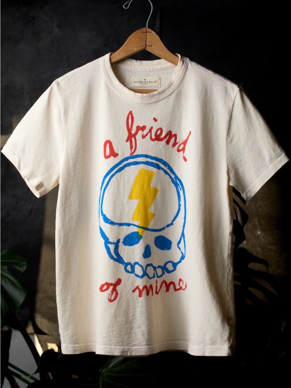Imogene + Willie A Friend of Mine Skull Graphic Tee Ecru Medium